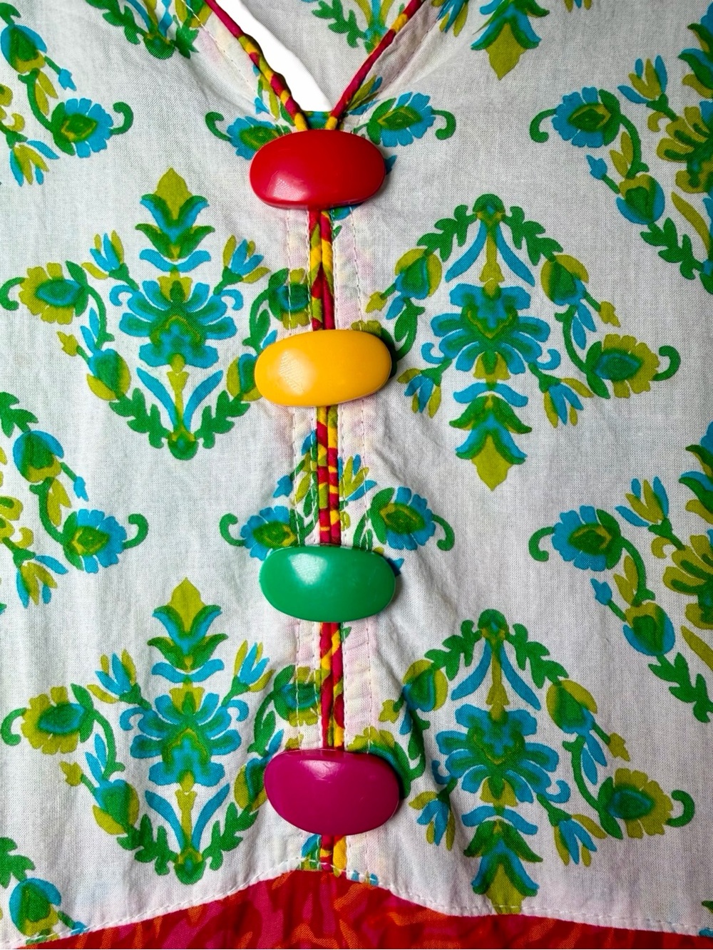 RAV-E Colorful Tiered Midi Dress XL Boho Art to Wear Button Front Resort - Picture 8 of 15